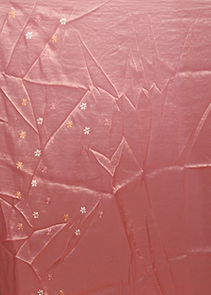 Pink Tissue Silk Saree With Blouse Piece