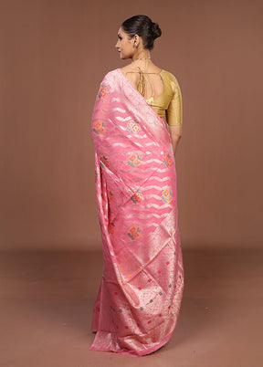 Pink Dupion Silk Saree With Blouse Piece