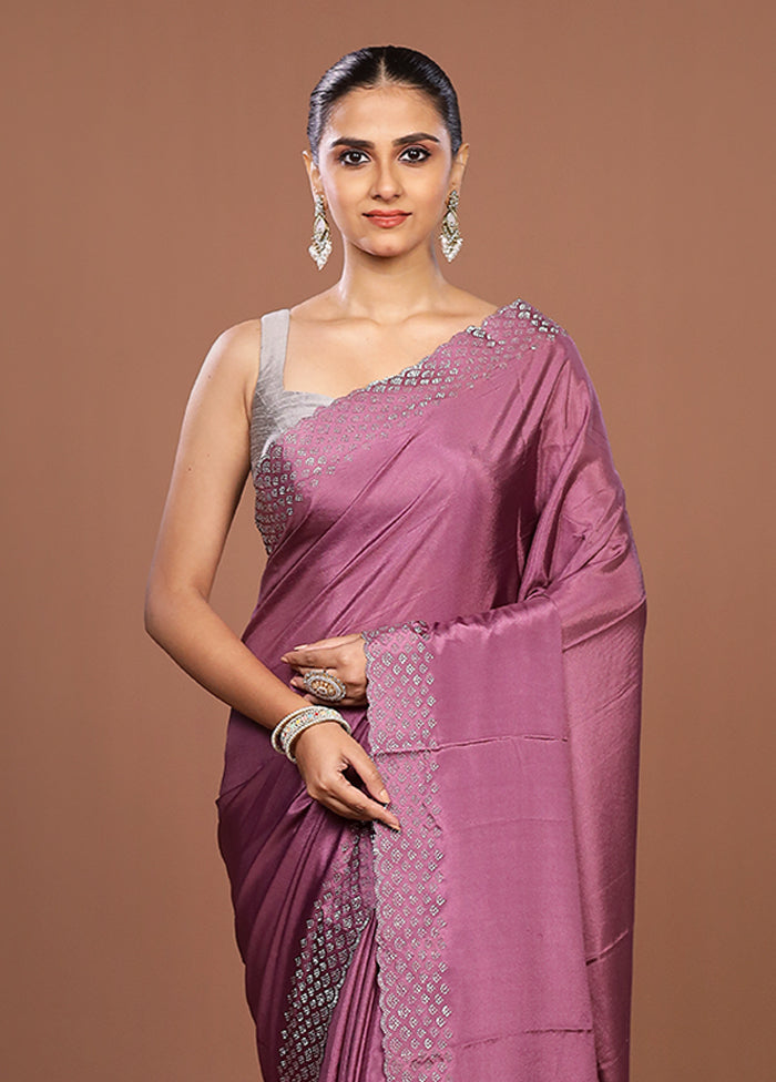Purple Dupion Silk Saree With Blouse Piece