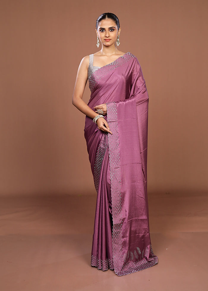Purple Dupion Silk Saree With Blouse Piece
