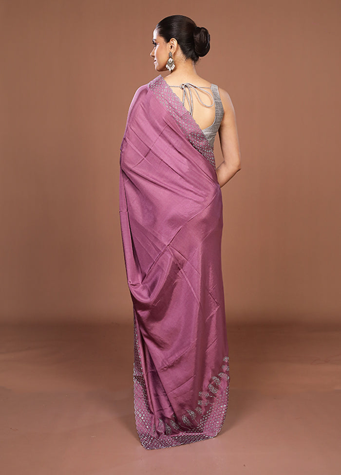 Purple Dupion Silk Saree With Blouse Piece