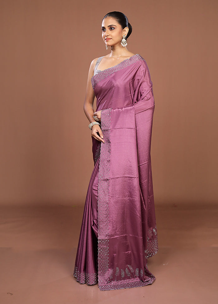 Purple Dupion Silk Saree With Blouse Piece