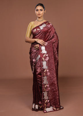 Purple Tissue Silk Saree With Blouse Piece
