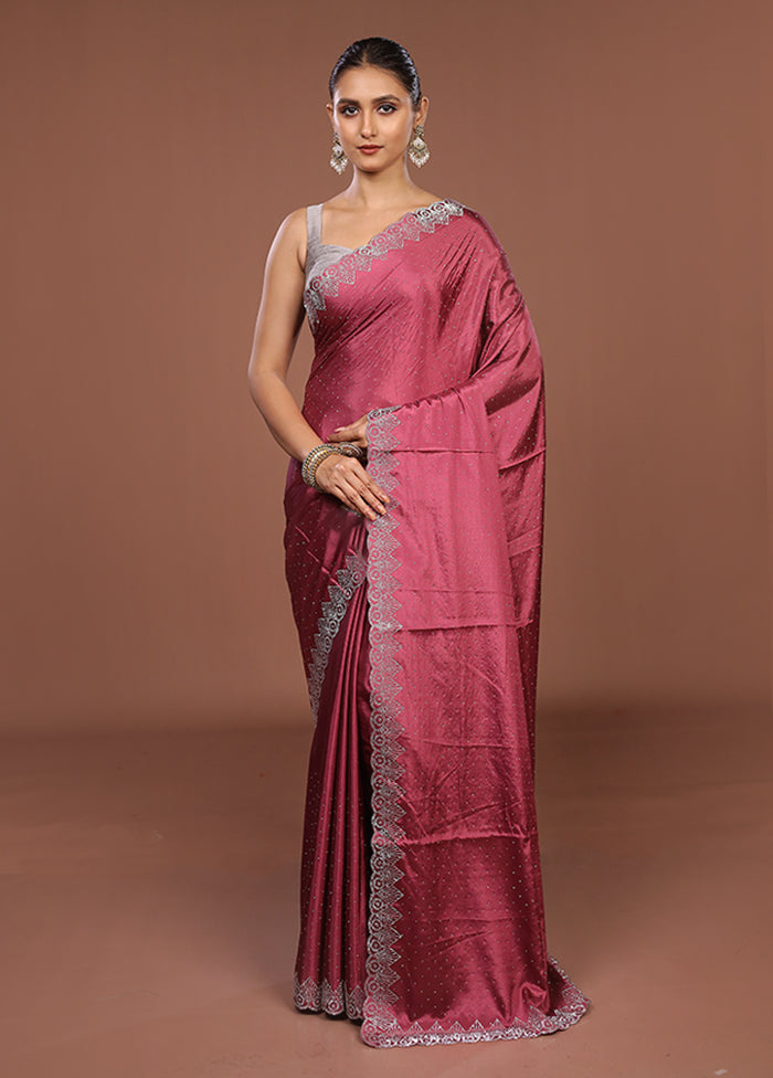 Pink Dupion Silk Saree With Blouse Piece