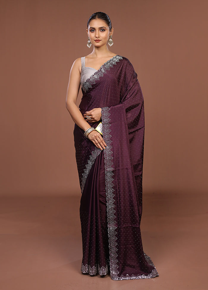 Purple Dupion Silk Saree With Blouse Piece