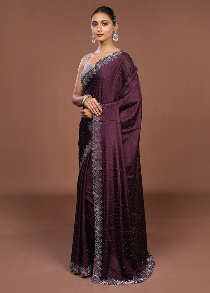 Purple Dupion Silk Saree With Blouse Piece