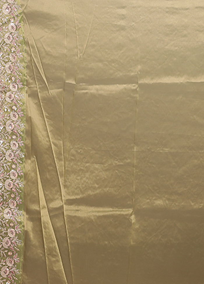 Green Handloom Chiffon Pure Silk Saree With Blouse Piece