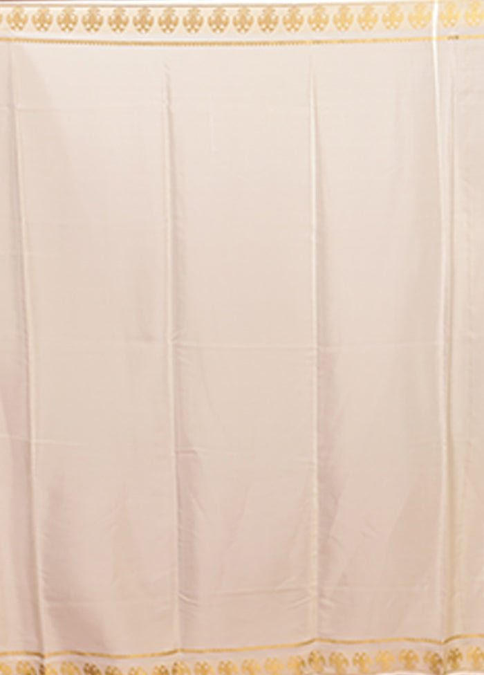 White Handloom Kanchipuram Pure Silk Saree With Blouse Piece