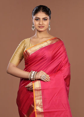 Red Handloom Kanjivaram Pure Silk Saree With Blouse Piece