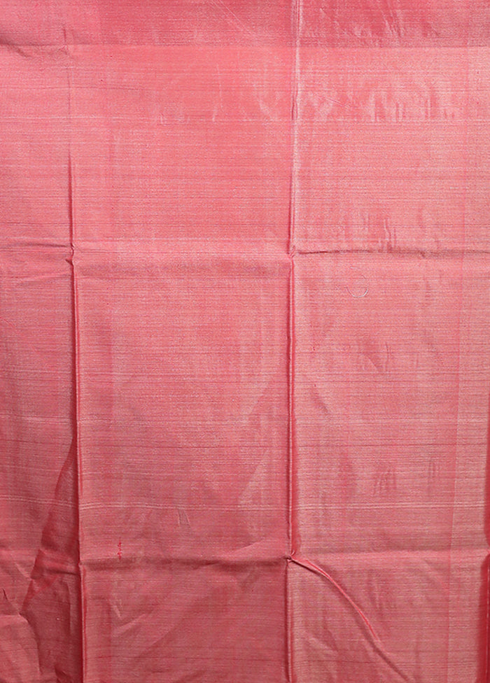 Cream Handloom Tussar Pure Silk Saree With Blouse Piece