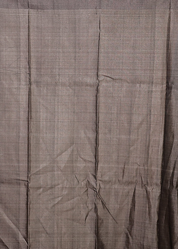 Cream Handloom Tussar Pure Silk Saree With Blouse Piece