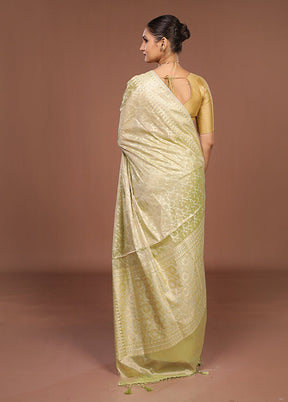 Green Tissue Silk Saree With Blouse Piece
