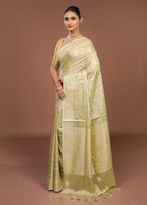 Green Tissue Silk Saree With Blouse Piece