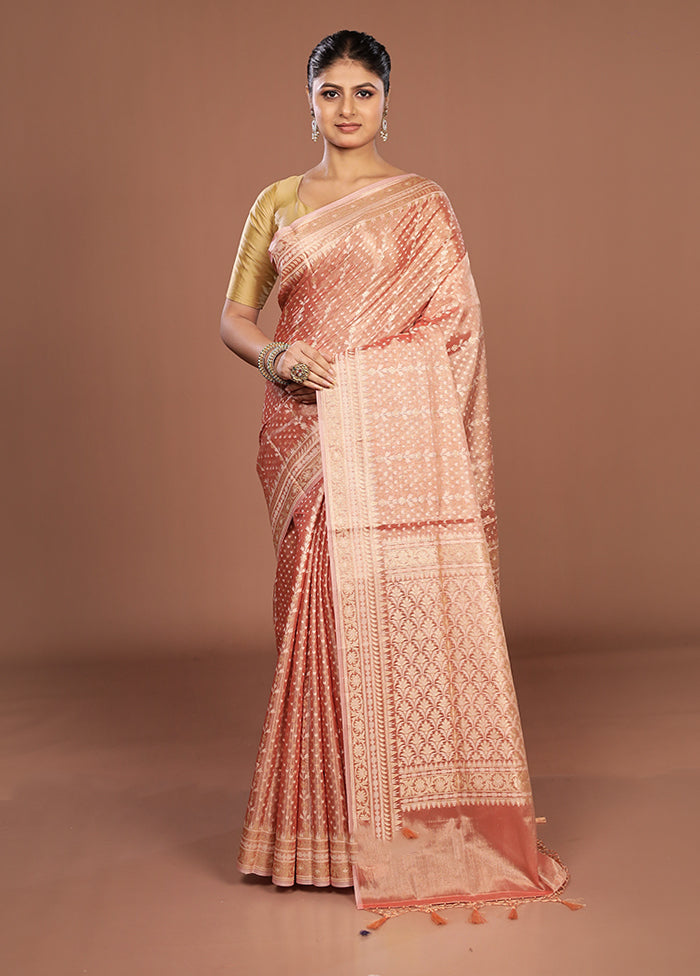 Rust Tissue Silk Saree With Blouse Piece