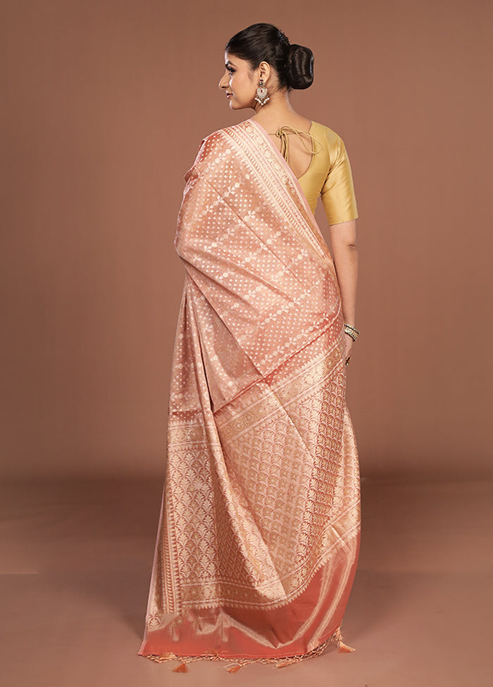 Rust Tissue Silk Saree With Blouse Piece