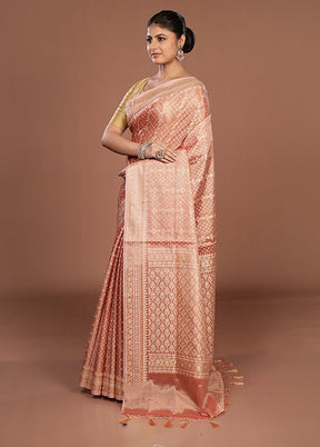 Rust Tissue Silk Saree With Blouse Piece