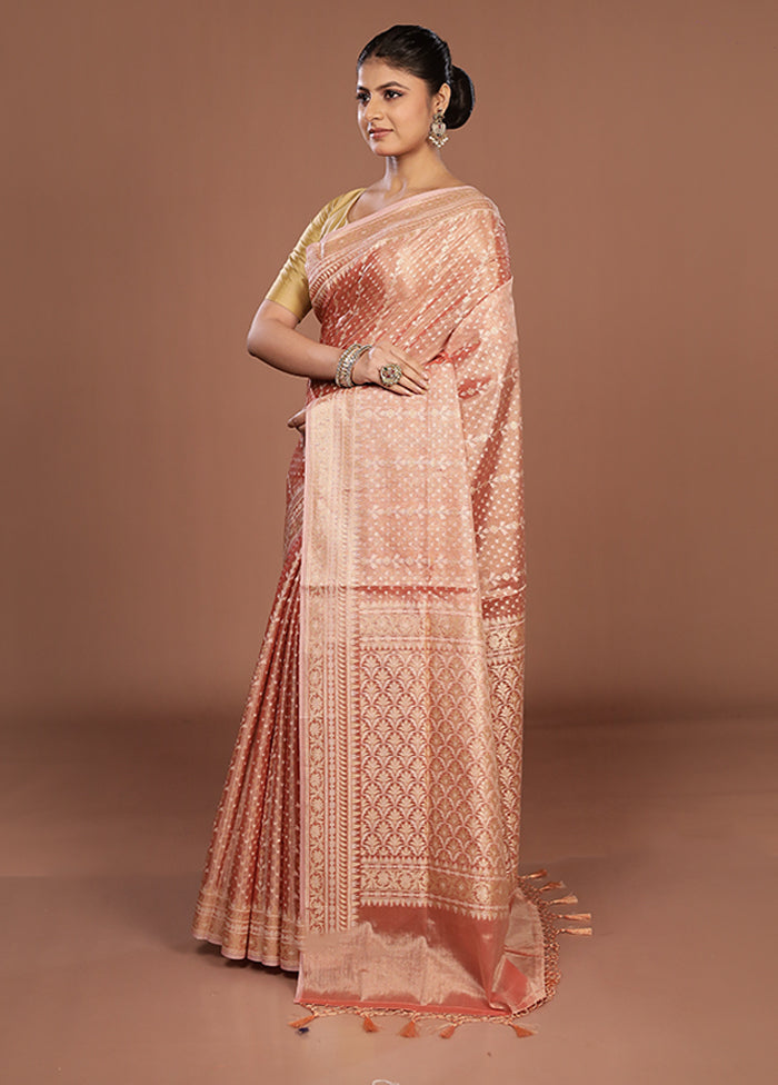 Rust Tissue Silk Saree With Blouse Piece