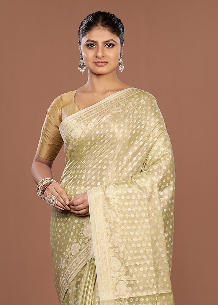 Cream Tissue Silk Saree With Blouse Piece