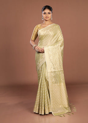 Cream Tissue Silk Saree With Blouse Piece