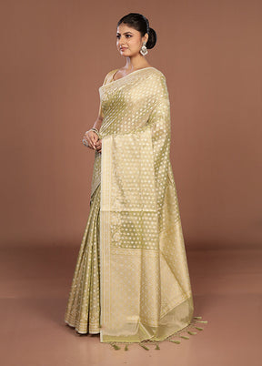 Cream Tissue Silk Saree With Blouse Piece