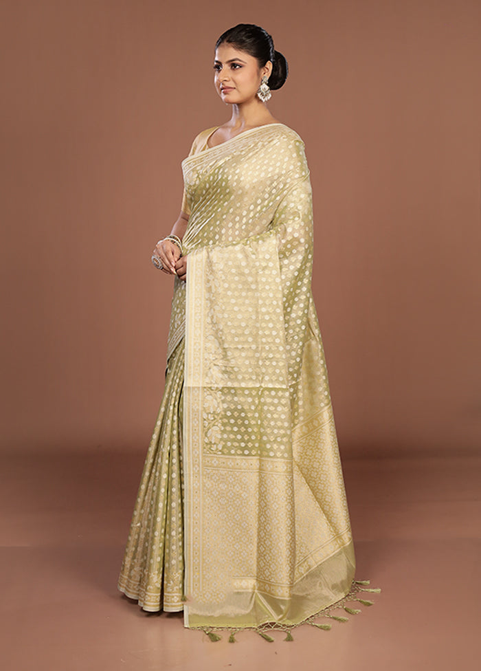 Cream Tissue Silk Saree With Blouse Piece