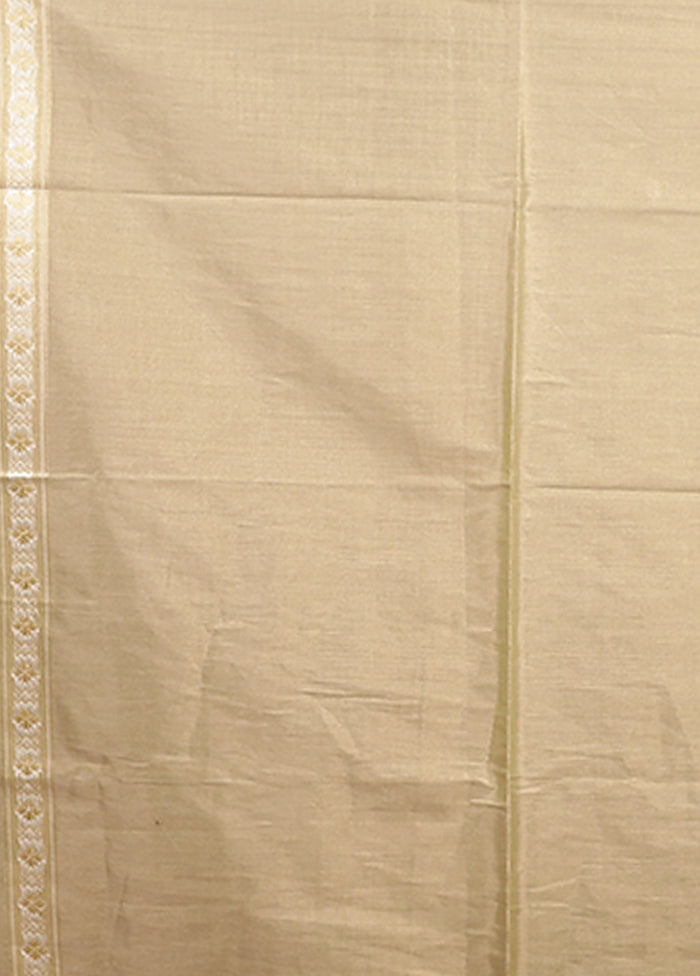 Cream Tissue Silk Saree With Blouse Piece