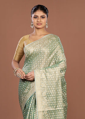Green Tissue Silk Saree With Blouse Piece