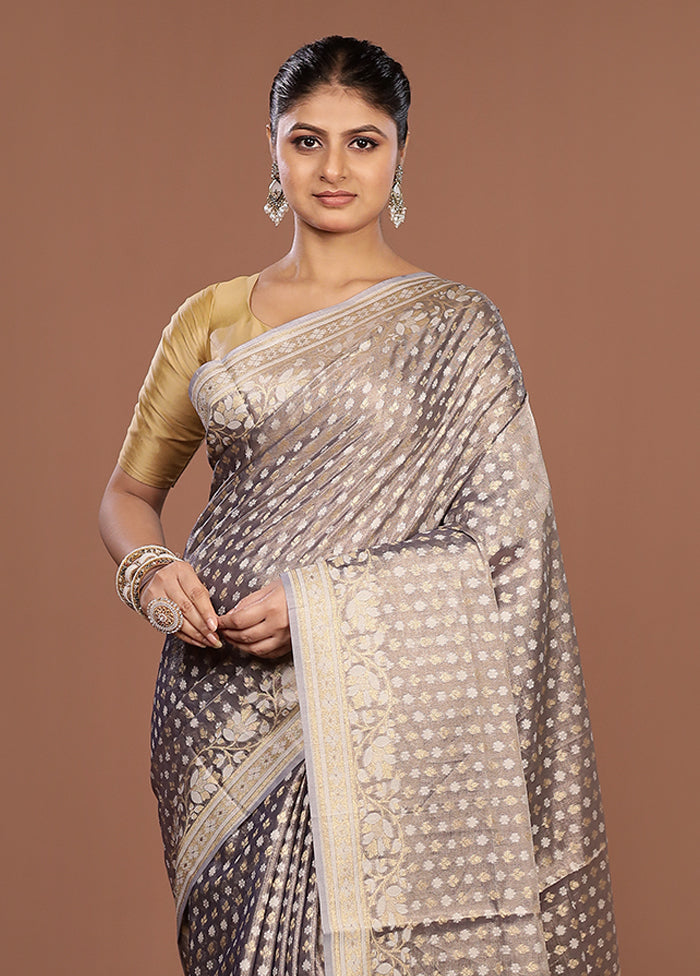 Purple Tissue Silk Saree With Blouse Piece