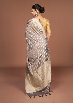 Purple Tissue Silk Saree With Blouse Piece