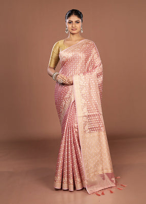 Pink Tissue Silk Saree With Blouse Piece