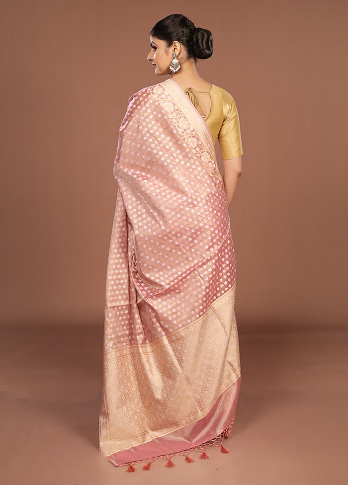 Pink Tissue Silk Saree With Blouse Piece