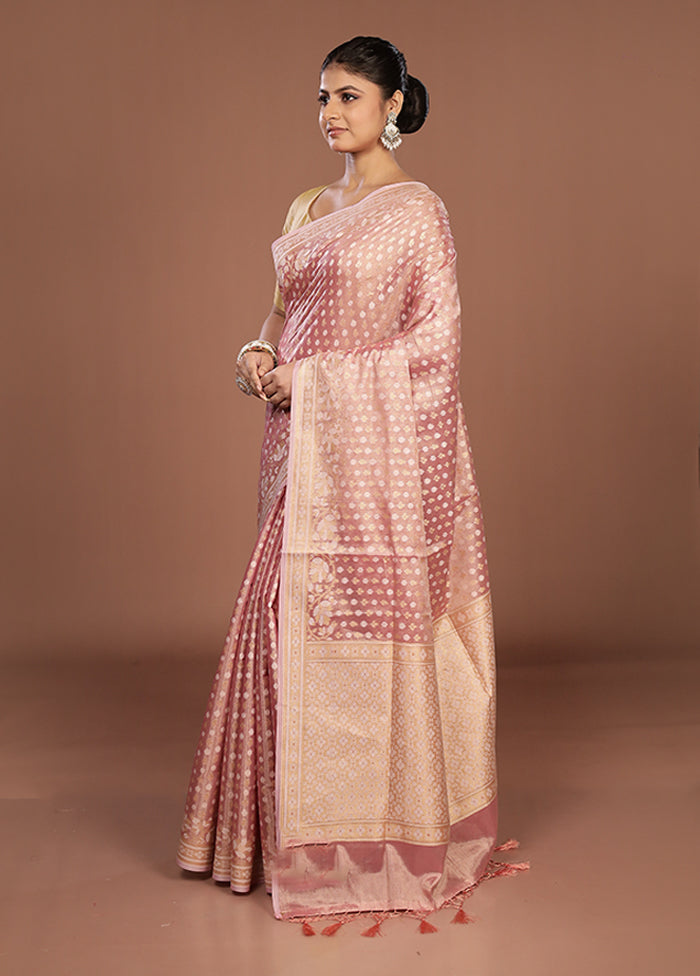 Pink Tissue Silk Saree With Blouse Piece