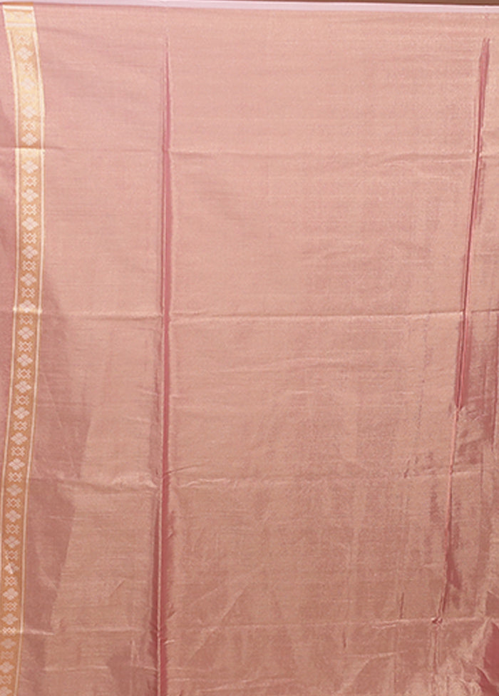 Pink Tissue Silk Saree With Blouse Piece
