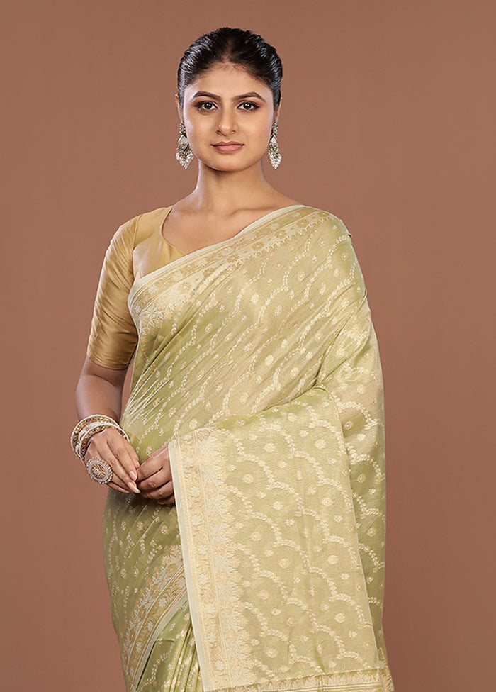 Green Tissue Silk Saree With Blouse Piece
