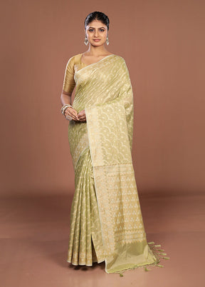Green Tissue Silk Saree With Blouse Piece