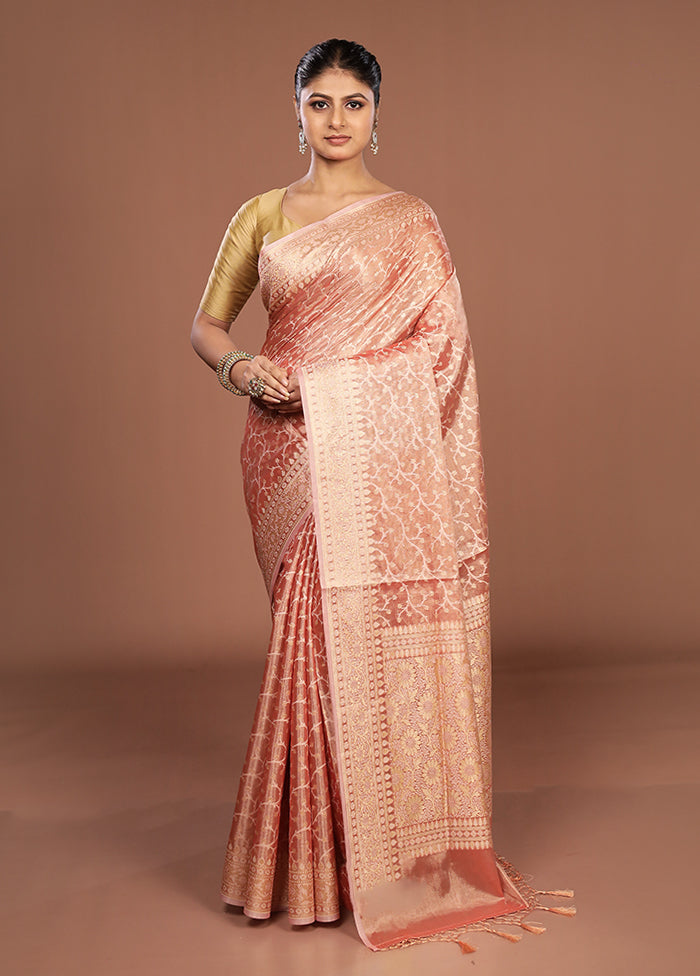 Pink Tissue Silk Saree With Blouse Piece