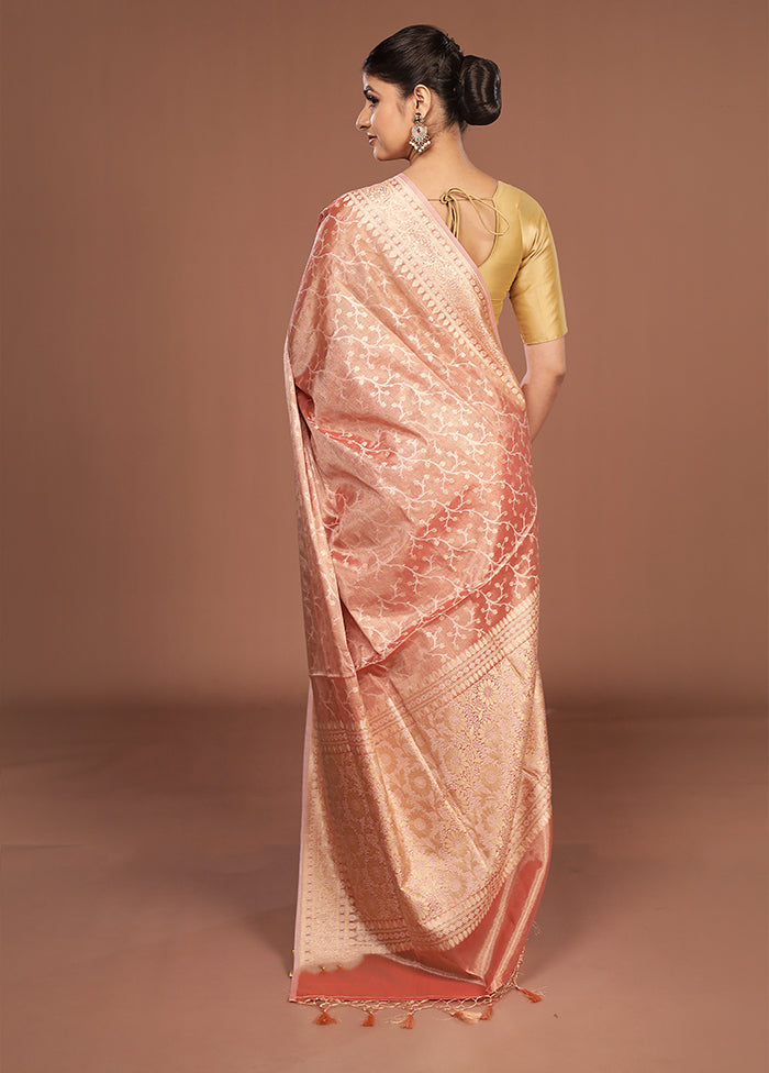 Pink Tissue Silk Saree With Blouse Piece