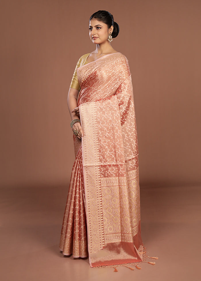 Pink Tissue Silk Saree With Blouse Piece