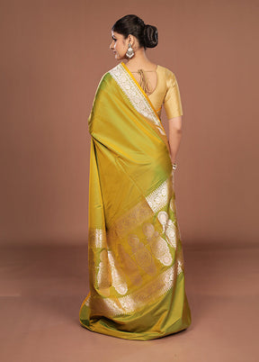 Green Katan Silk Saree With Blouse Piece