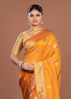 Yellow Georgette Saree With Blouse Piece