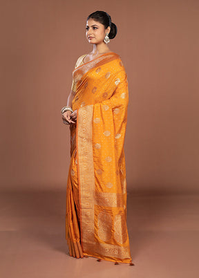 Yellow Georgette Saree With Blouse Piece