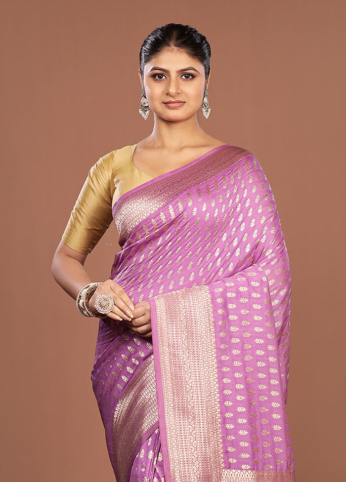 Purple Georgette Saree With Blouse Piece