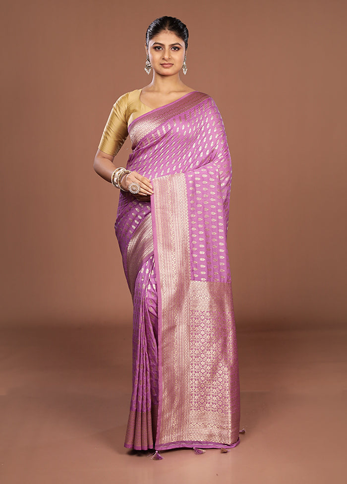 Purple Georgette Saree With Blouse Piece