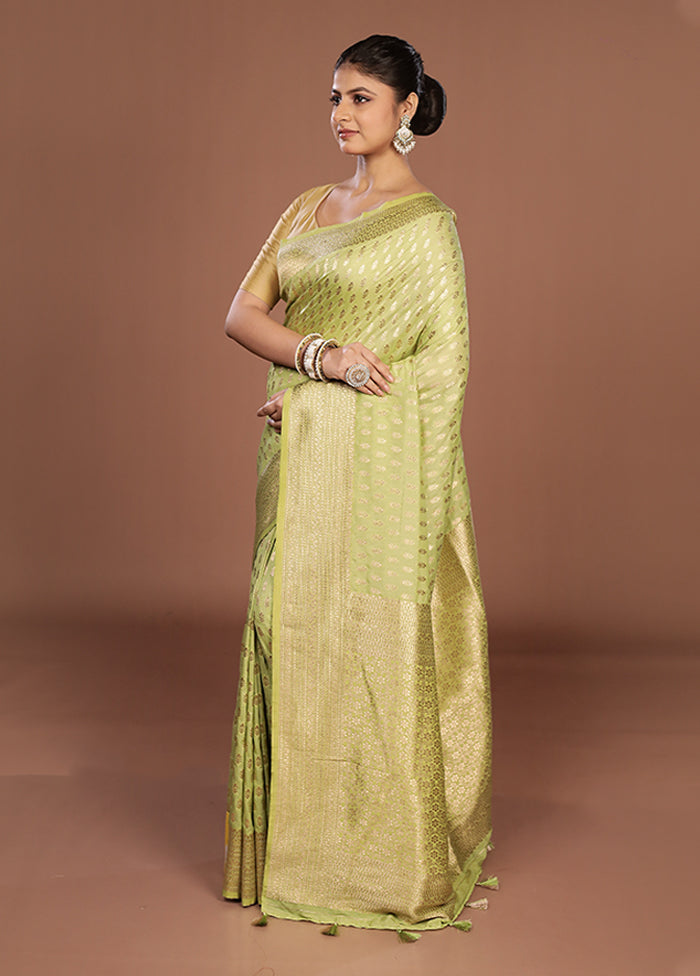 Green Georgette Saree With Blouse Piece