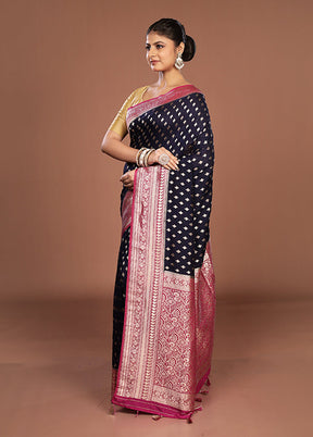 Blue Dupion Silk Saree With Blouse Piece