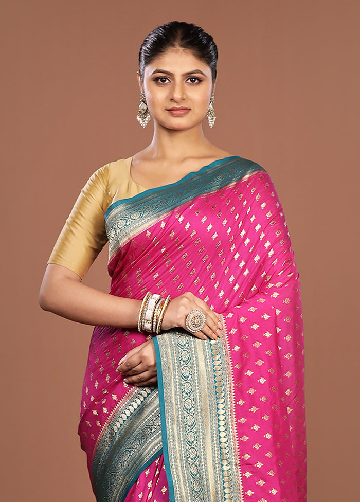 Pink Dupion Silk Saree With Blouse Piece