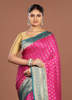 Pink Dupion Silk Saree With Blouse Piece