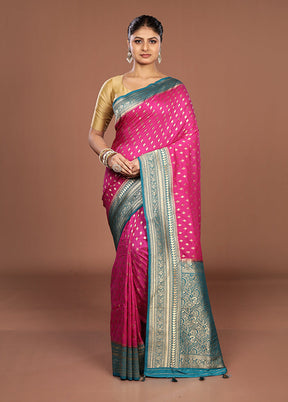 Pink Dupion Silk Saree With Blouse Piece