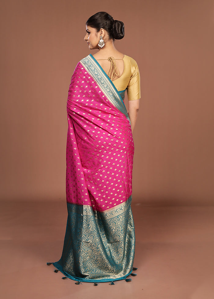 Pink Dupion Silk Saree With Blouse Piece