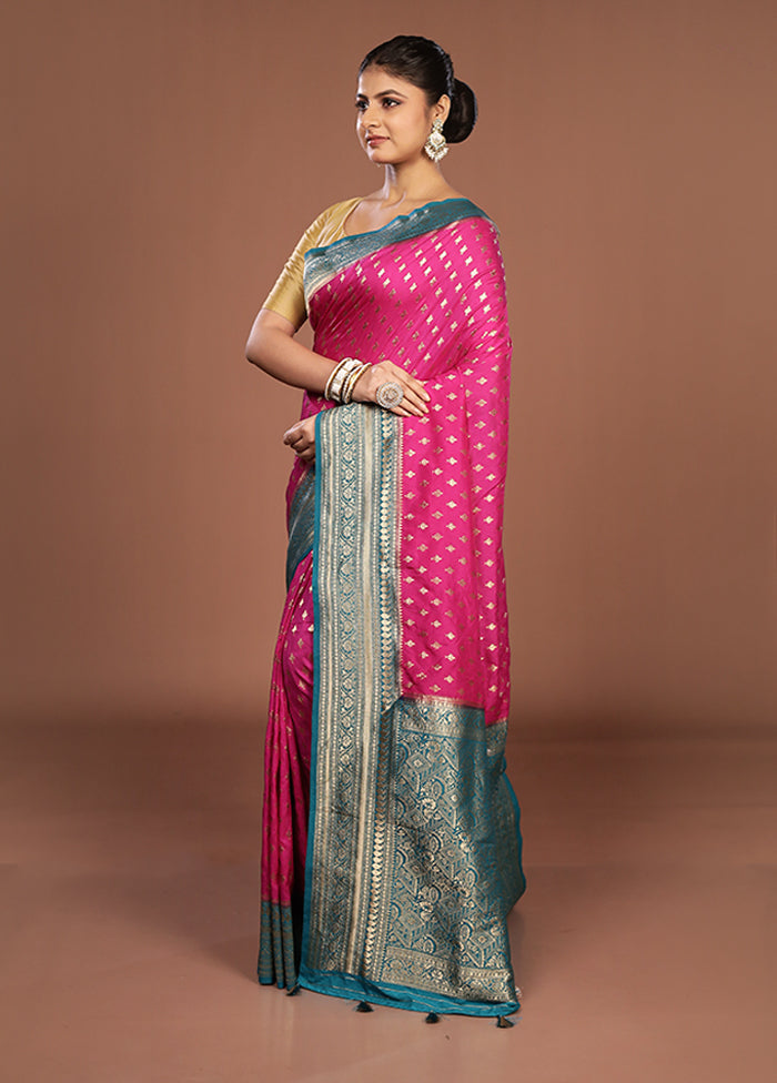 Pink Dupion Silk Saree With Blouse Piece